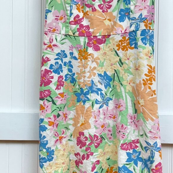 Old Navy Floral Fit & Flare Mini Sundress Women's Linen Blend Pastel Summer Med - Picture 8 of 14